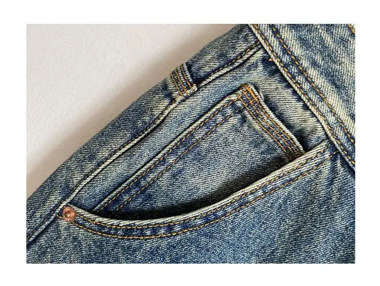 Men's Summer American Casual Embroidery Patch Vintage Denim Shorts