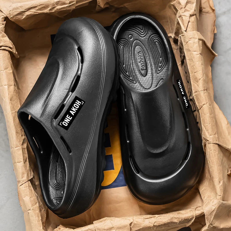 Men's Summer Slippers Platform Sandals Casual Soft Sandals Breathable Clogs Flip Flop Crocs