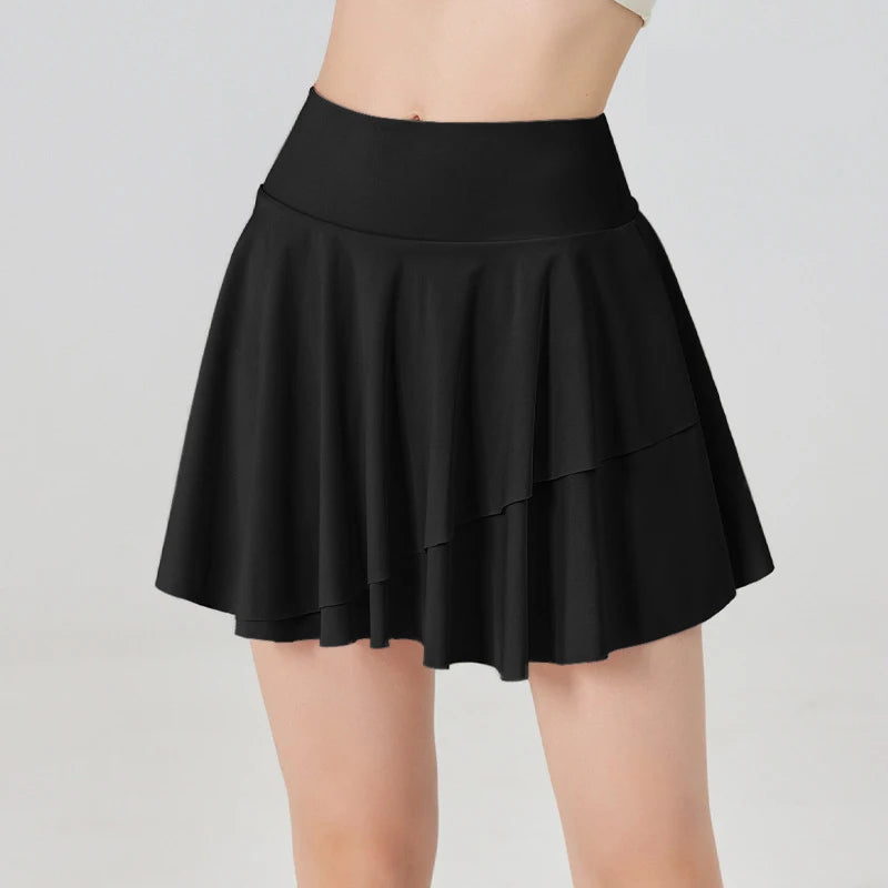 Women's High Waist Tennis Skirt with Built-in Shorts - Quick Dry Athletic Skort
