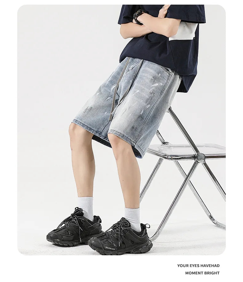 Men's Distressed Denim Shorts - Straight Fit