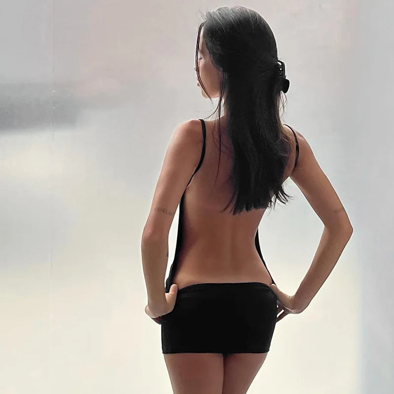 Spaghetti Strap Mini Dress - Backless Bodycon Party Dress