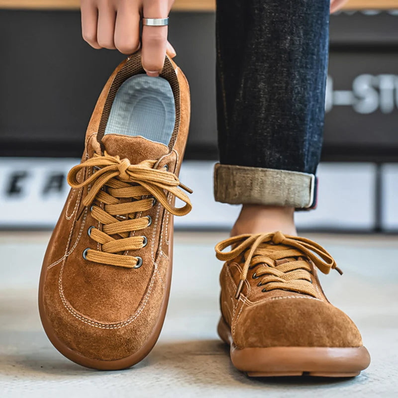 Men's Suede Leather Lace-up Casual Comfortable British Shoes