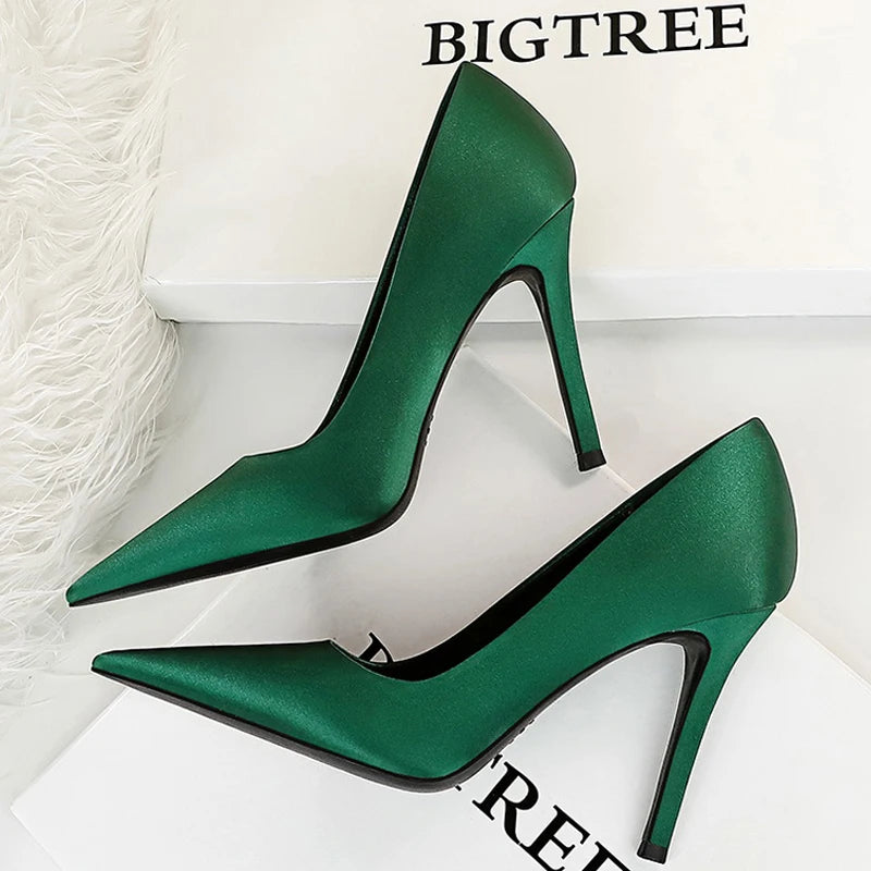 Silk Stiletto Pumps - Spring High Heels Plus Size Available
