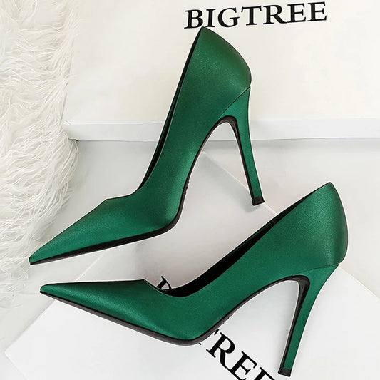 Silk Stiletto Pumps - Spring High Heels Plus Size Available