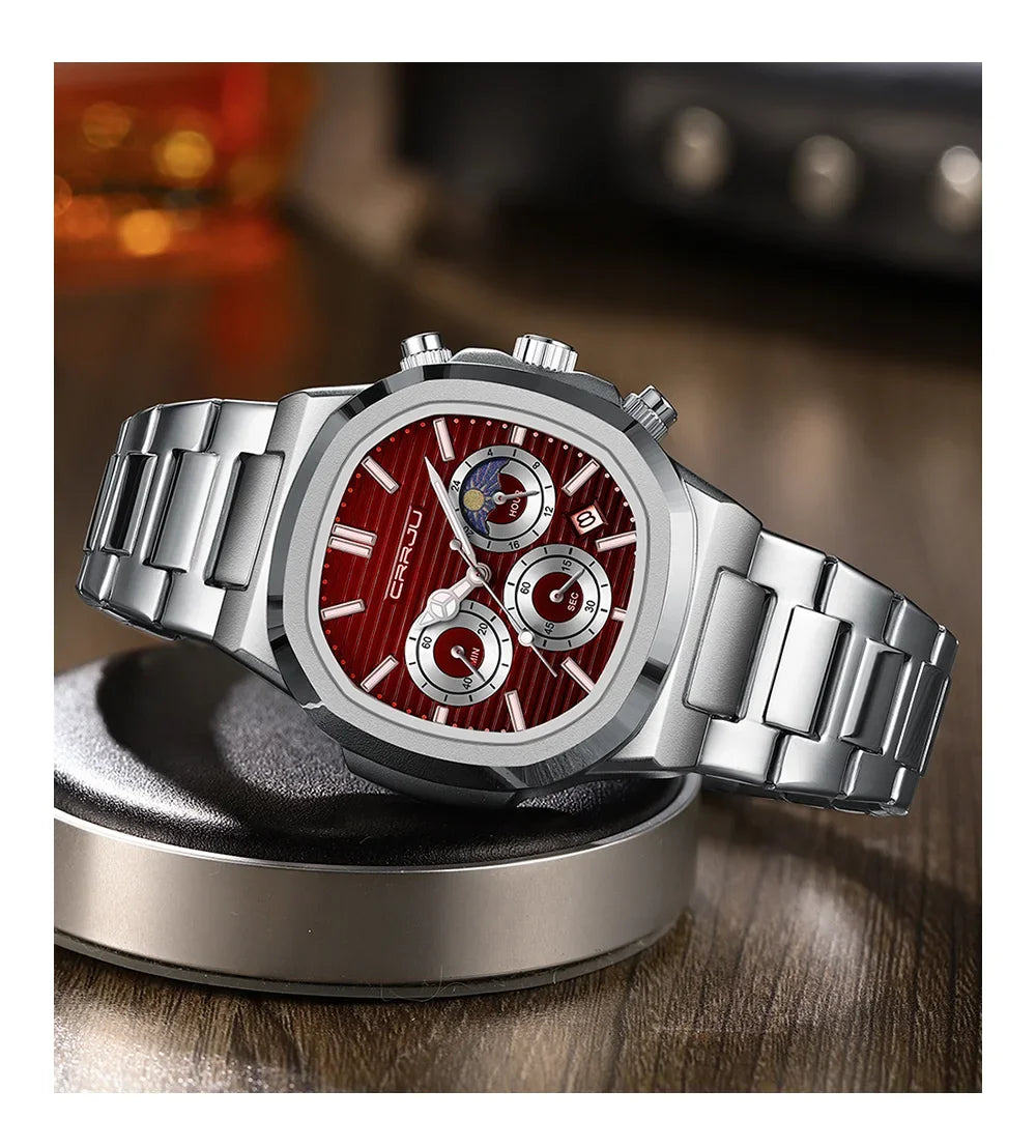 Men's Waterproof Pilot Chronograph Watch - Luminous Stainless Steel Timepiece