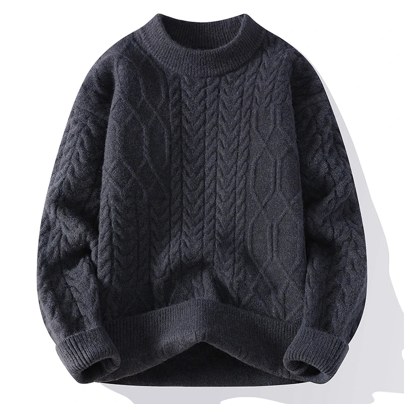 Autumn Winter Thick Round Neck Knit Sweater - Loose Fit Casual Pullover