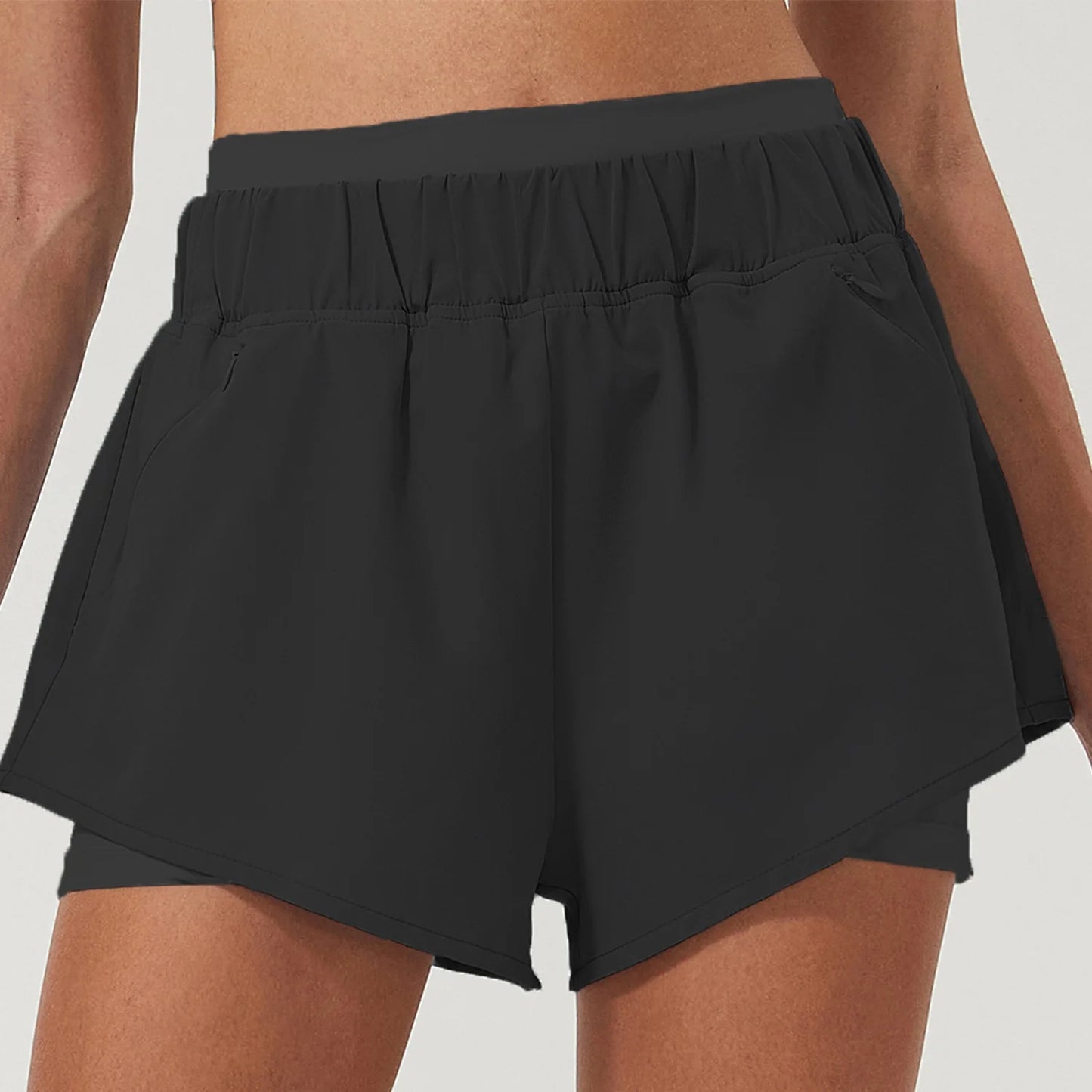 Women's  2 In 1 Fitness Running Woven Breathable Side Pocket Yoga  Quick Dry Soft Gym Shorts