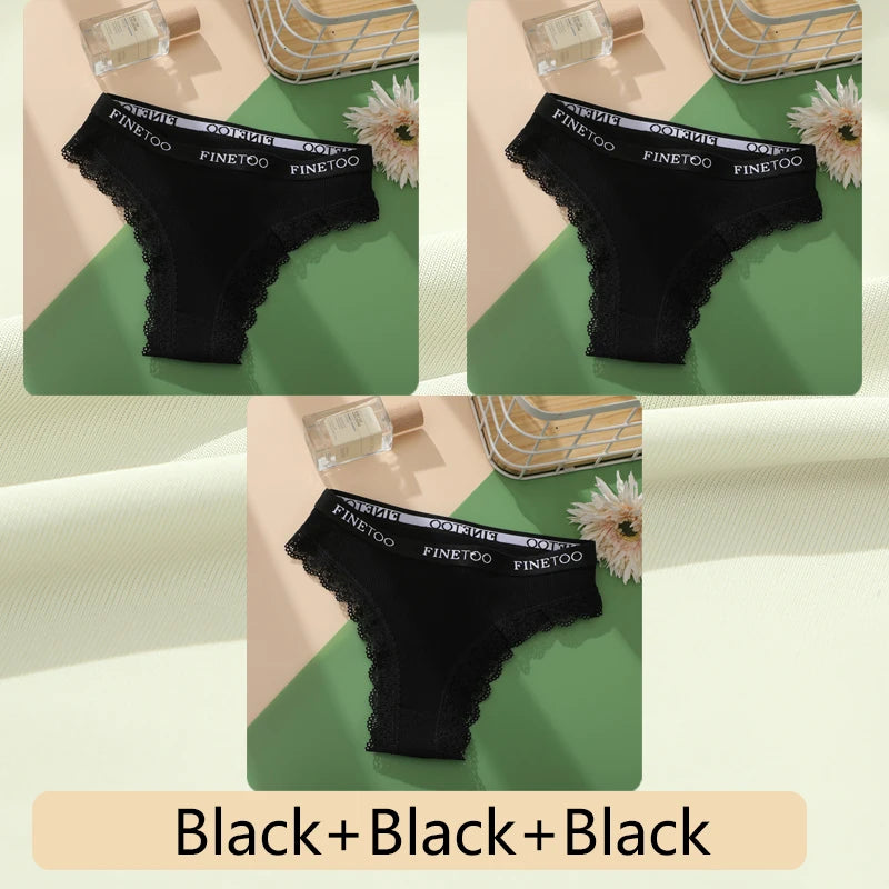 Women's Cotton Lace Low Waist Underwear Thongs G-String Lingerie