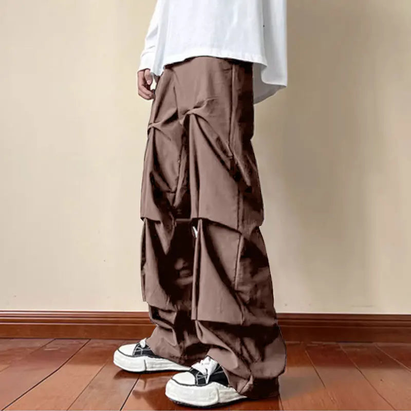 Men's Button Pleated Casual Trousers