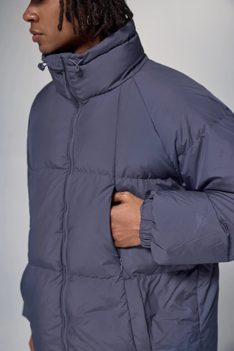 Minimalist Down Jacket Unisex - 90% Down Fill High Collar Winter Outerwear