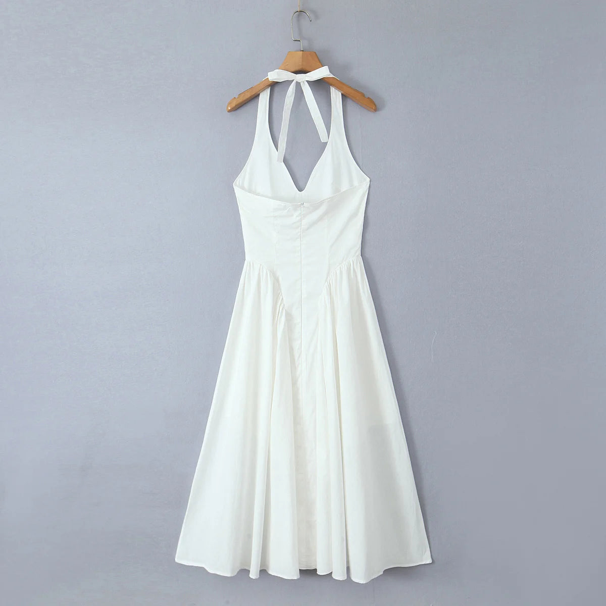 Backless Green Halter Dress - Elegant Low Waist A-Line Midi Dress