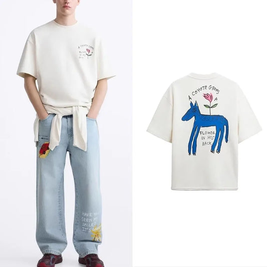 Unisex Loose Fit Printed Cotton T-Shirt