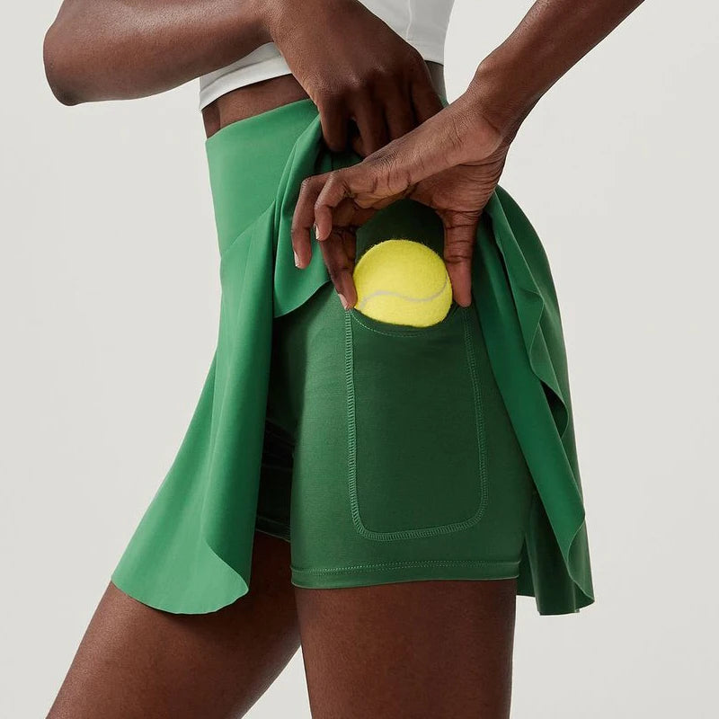 Women's High Waist Tennis Skirt with Pockets - Quick Dry Athletic Skort