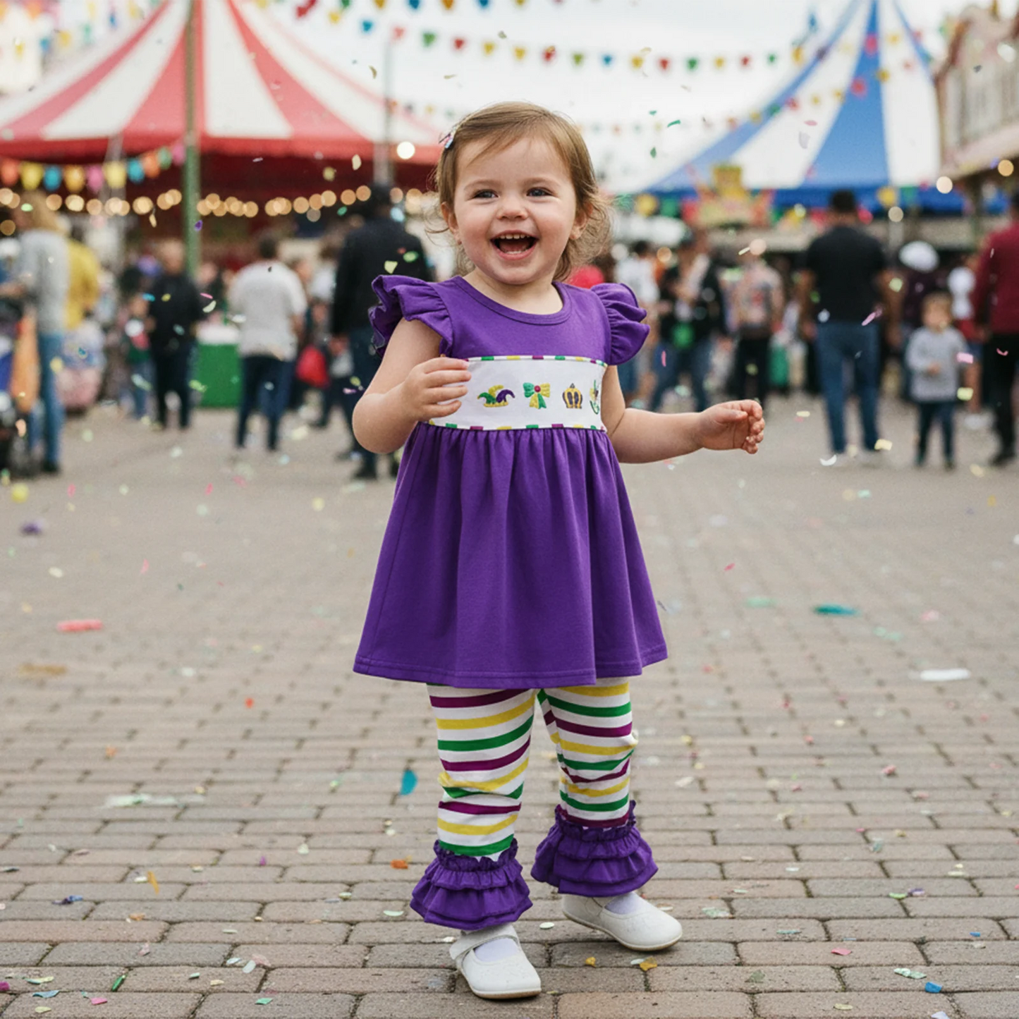 Baby Girls Spring Outfit Set - Ruffle Sleeve Dress Top & Flare Pants (0-3Y)