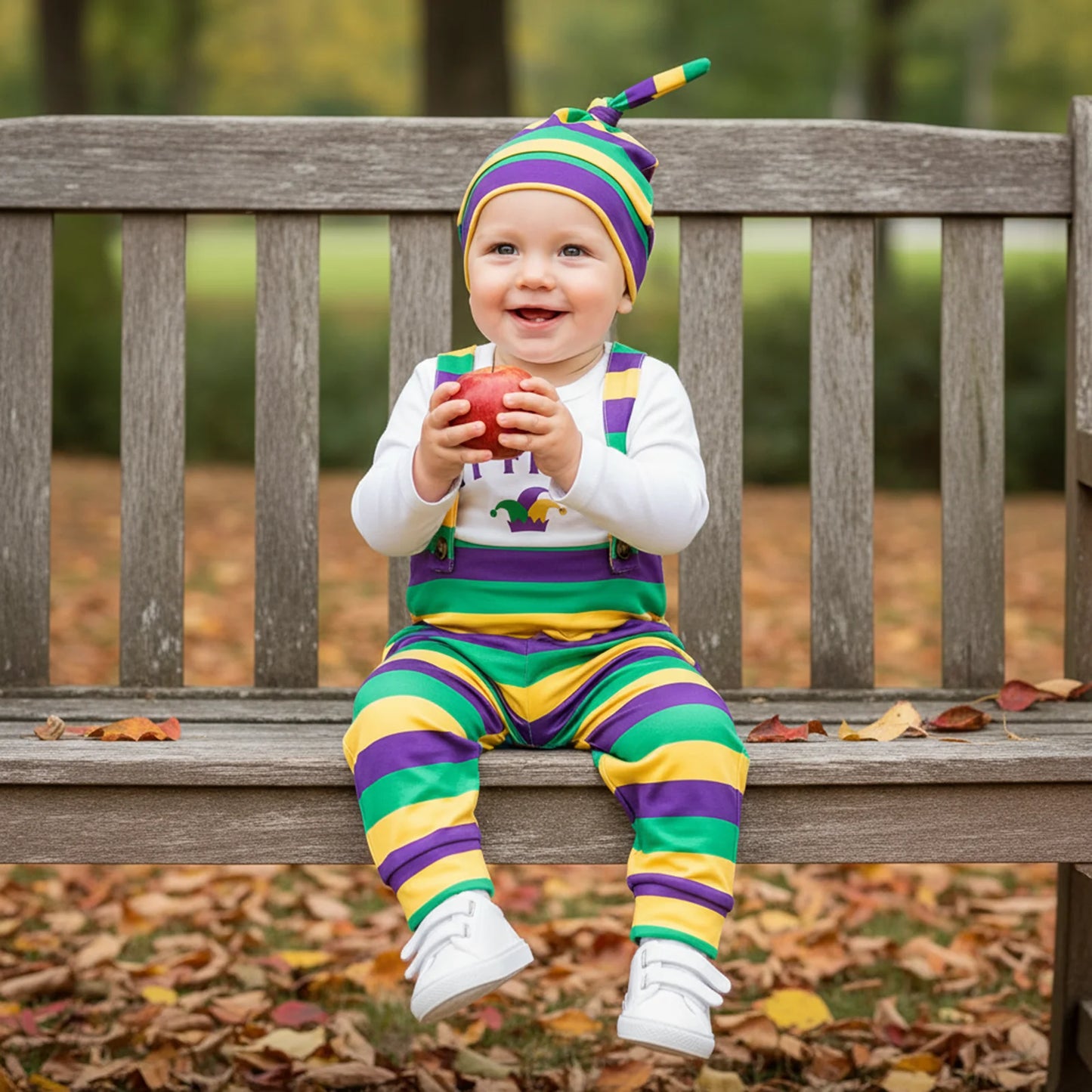 Newborn Baby Boys Outfit Set - Letter Print Striped Romper with Suspender Pants & Cap 0-12M