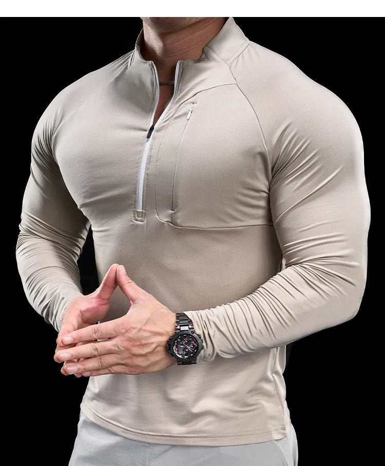 Men's Gym Fitness Quick Dry  Running Sport Long Sleeves Trackwear  Bodybuilding Training Top