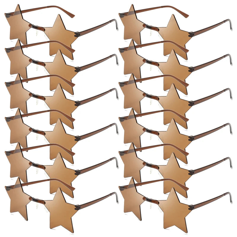 Women's 12/16 Pack Rimless Star Shaped Sunglasses Set