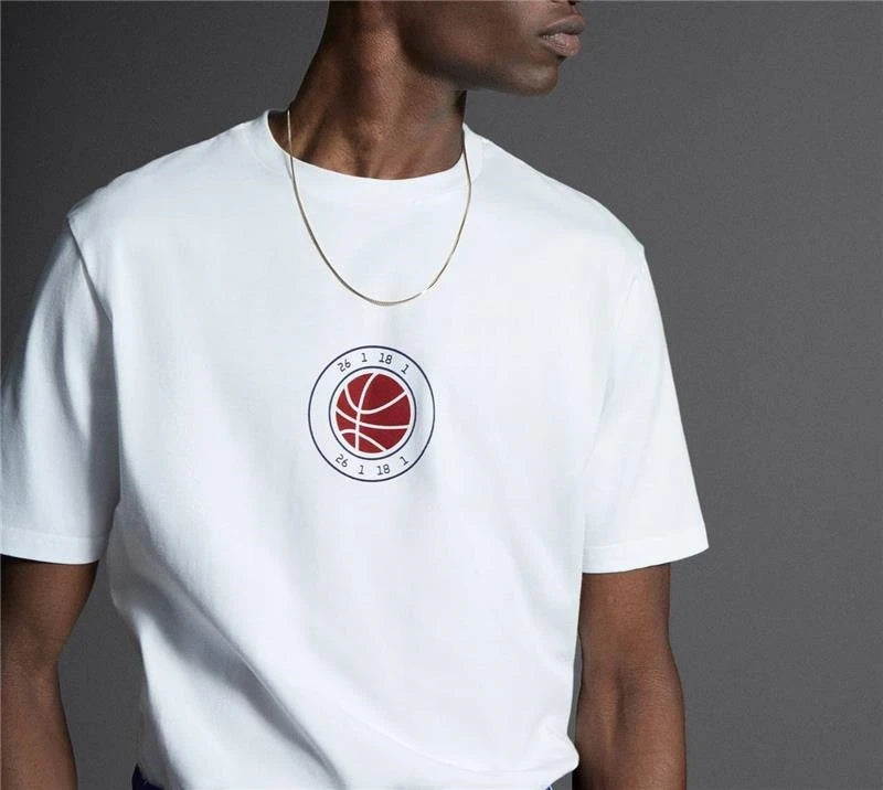 Men's Basketball Print Cotton T-Shirt