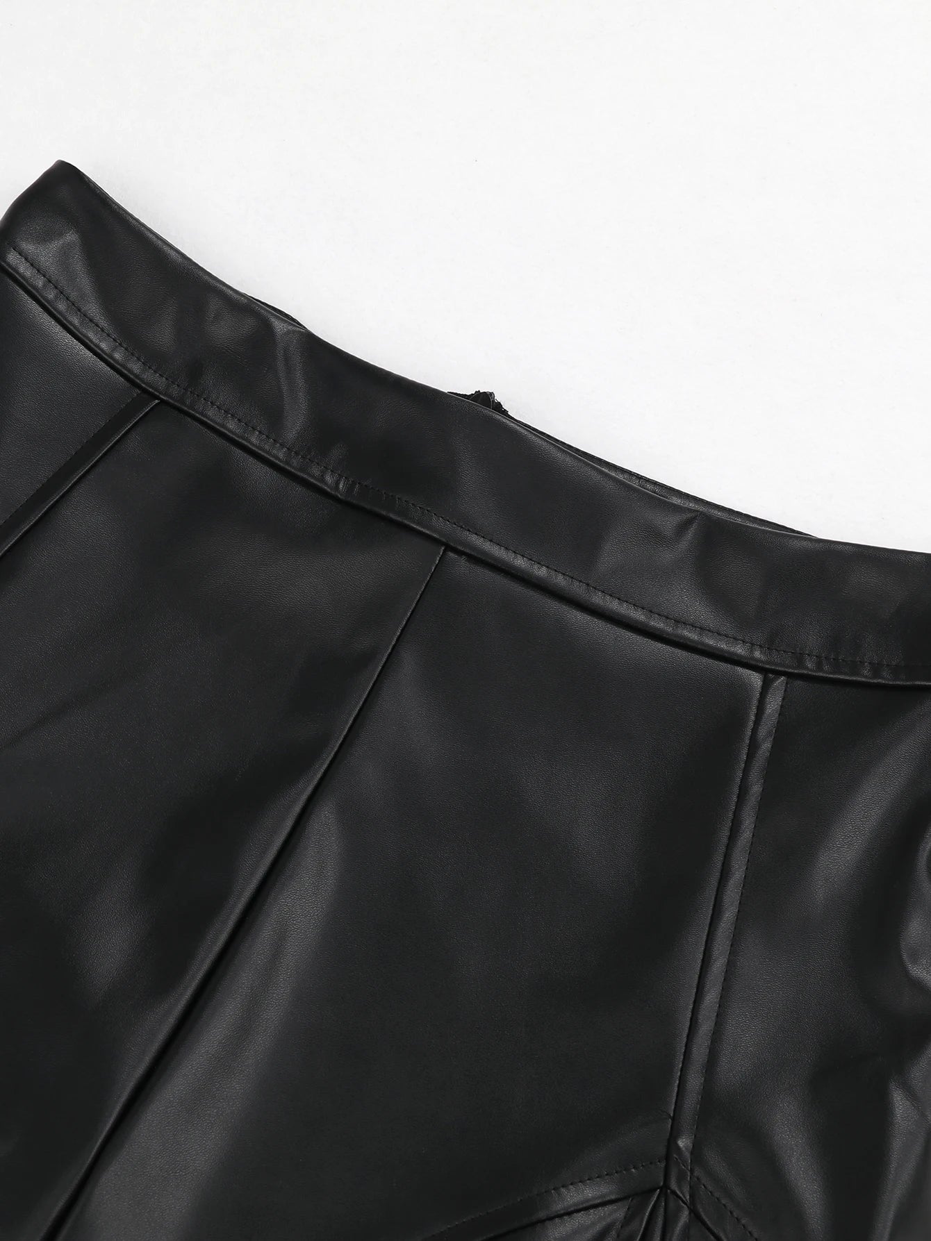 Women's PU  Leather A-line  High Waist Skirt