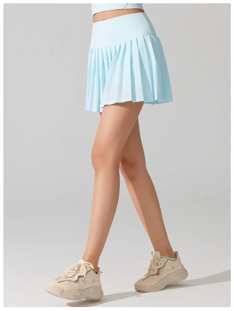 Women's 2-in-1 Tennis Skirt - Pleated Quick Dry Sports Skirt with Pockets