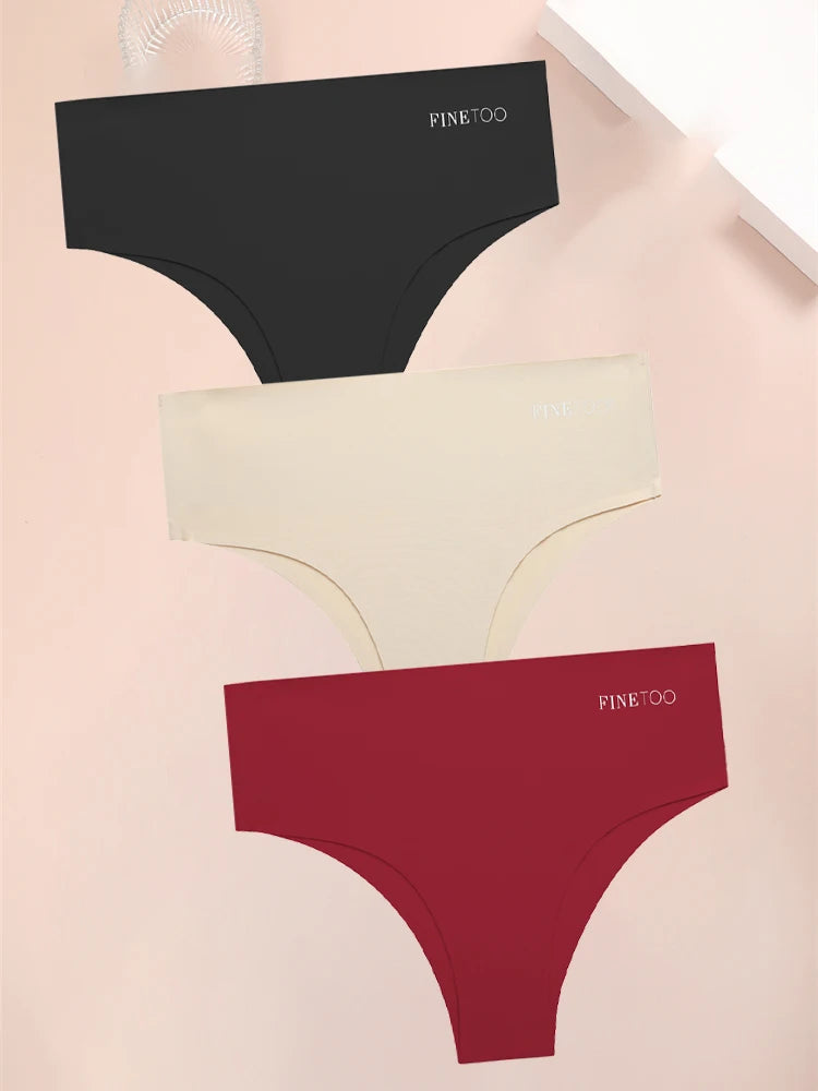 3PCS Women's Seamless Plus Size Underwear High Waist Briefs Stretch Comfortable Traceless Lingerie
