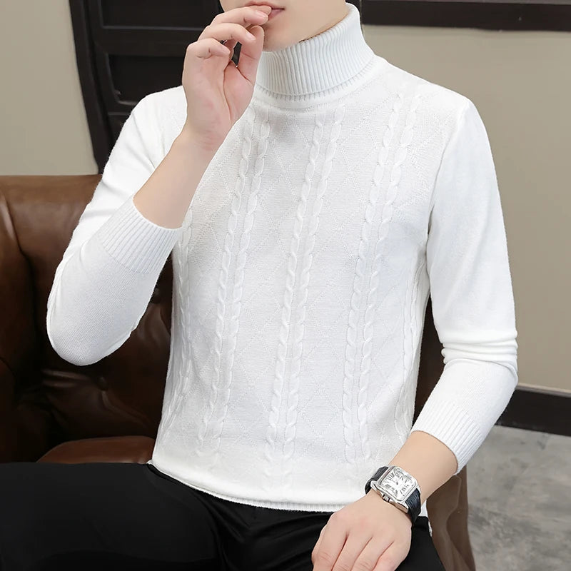 Thin Slim Fit Turtleneck Knit Pullover