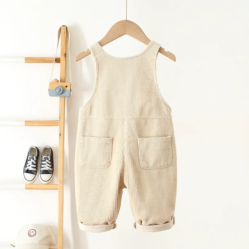 1-4Y Toddler Baby Boys Girls Solid Corduroy Suspender Overalls Heart Pattern Children's Jumpsuit