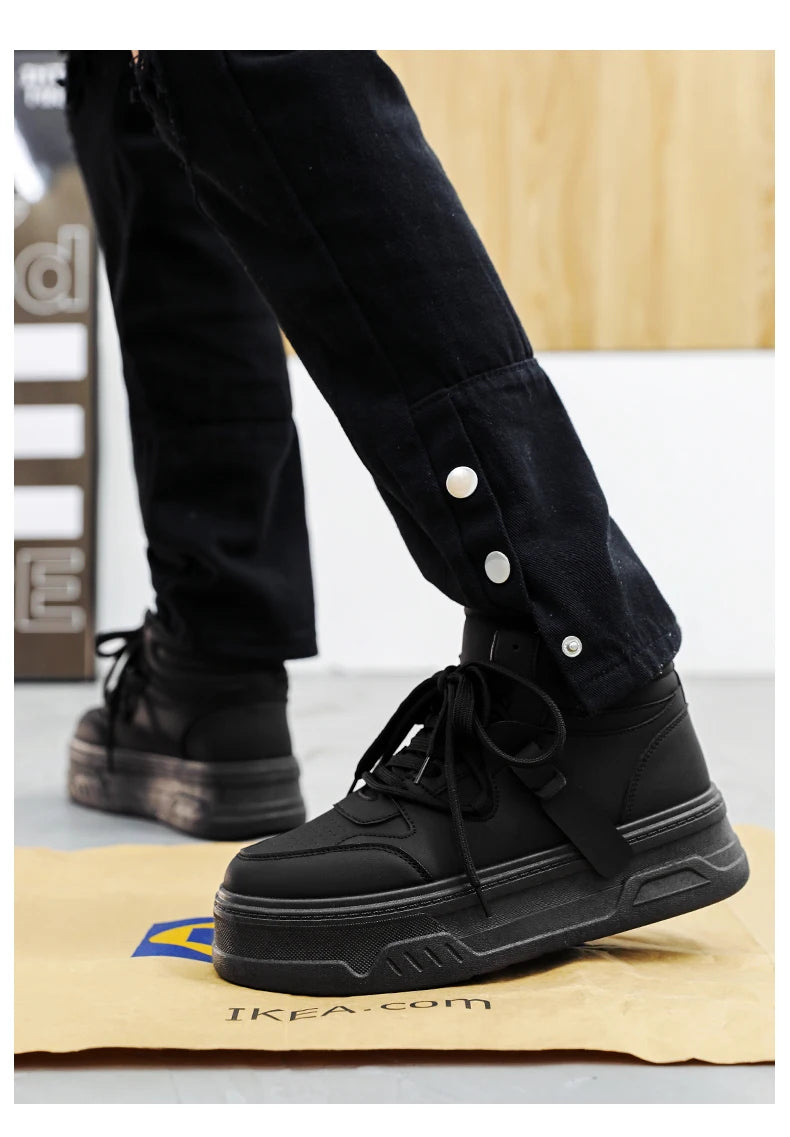 High-Top Platform Sneakers - Men's Thick-Sole Running Shoes