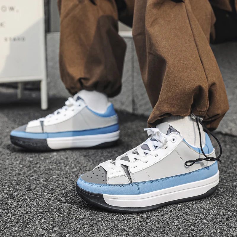 Men's Canvas Platform Sneakers - Vulcanized Skateboard Shoes