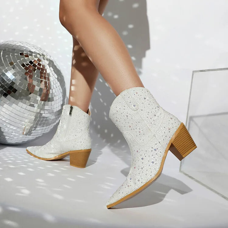 Pearl Pointed Toe Ankle Boots