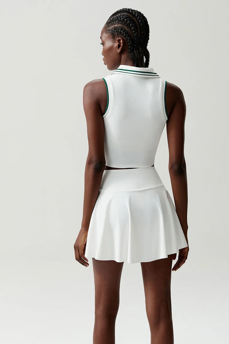Women's Two-Piece Fitness Set with Pocket Tennis Skirt - Complete Workout Outfit