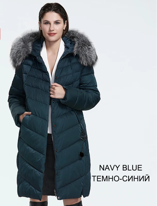 Plus Size Winter Down Jacket with Fur Collar