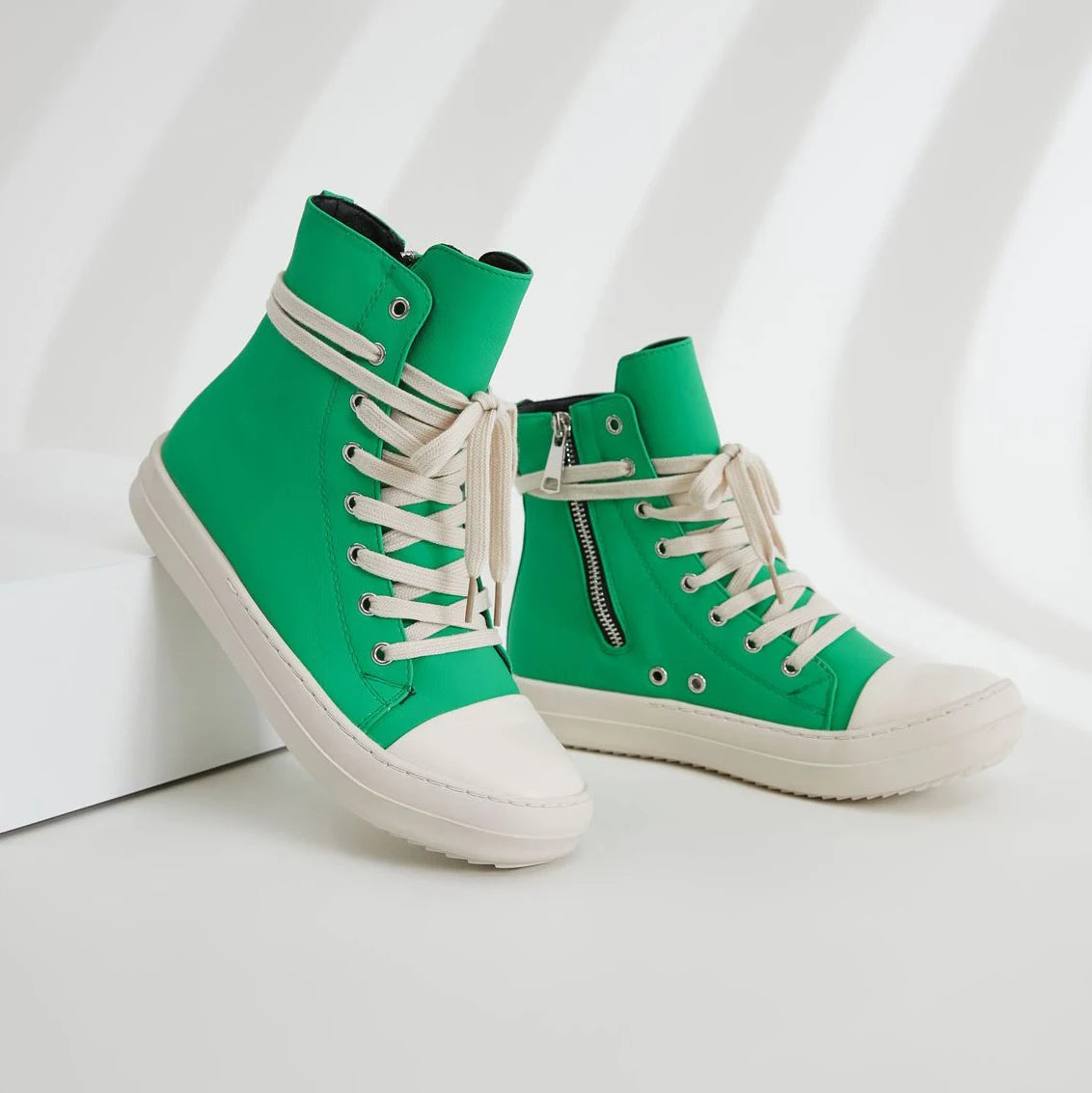 Unisex Mid-Calf Boots - High Top Lace-Up Canvas Sneaker Boots