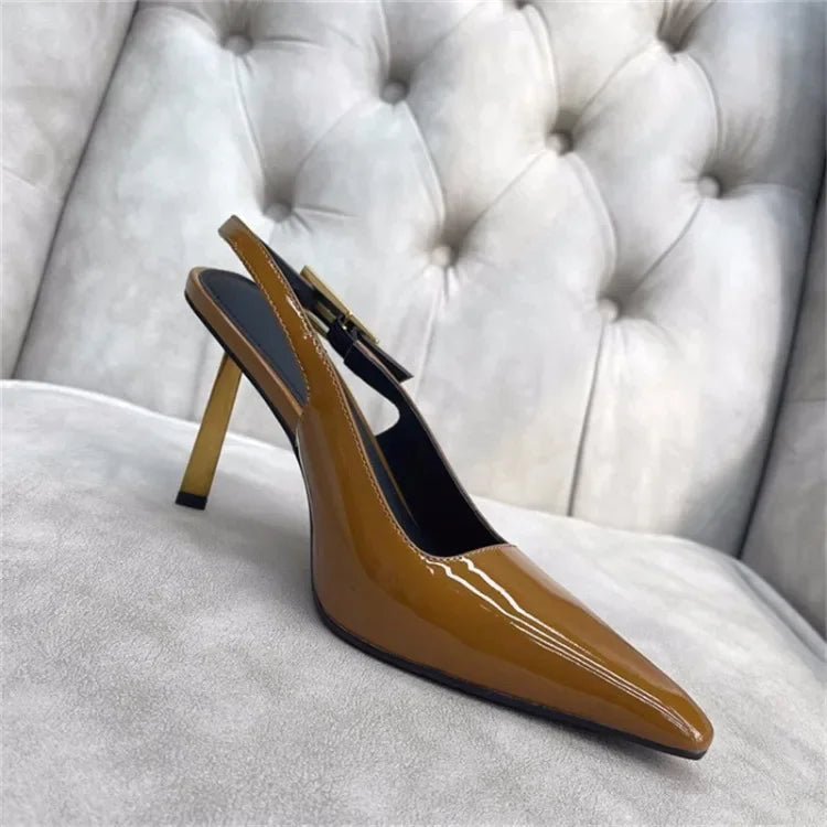 Women's Pointed Stiletto Sandals - One-Line Buckle Strap High Heels