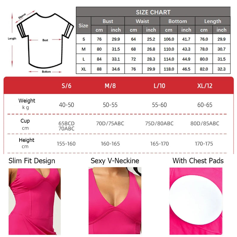 Women's 2-in-1 Tennis Dress with Built-in Shorts - Quick Dry Athletic Skort