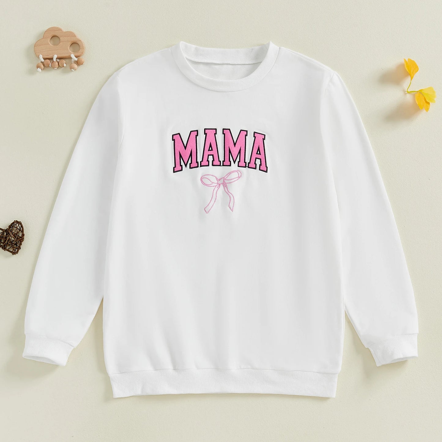 Family Matching Baby Sweatshirt - Long Sleeve Bow Embroidery Pullover