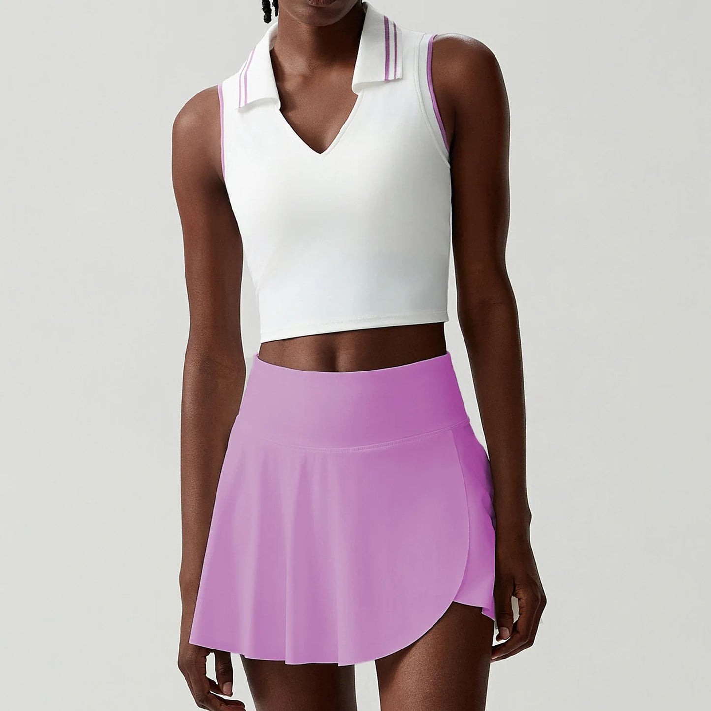 Women's Two-Piece Fitness Set with Pocket Tennis Skirt - Complete Workout Outfit