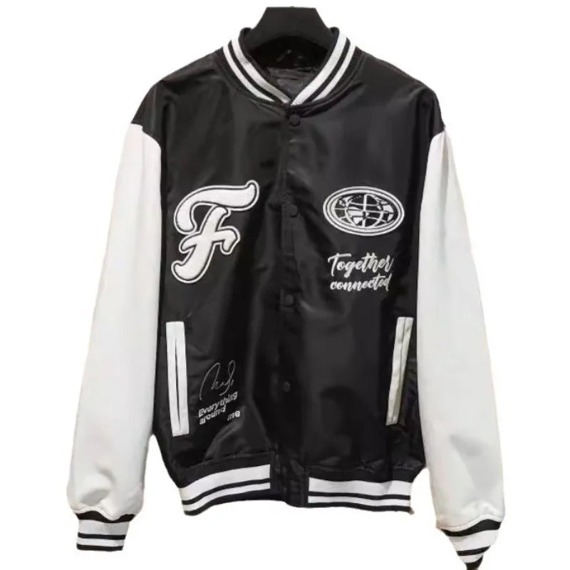 Men's Bomber Jacket - Embroidered Patchwork Baseball Style