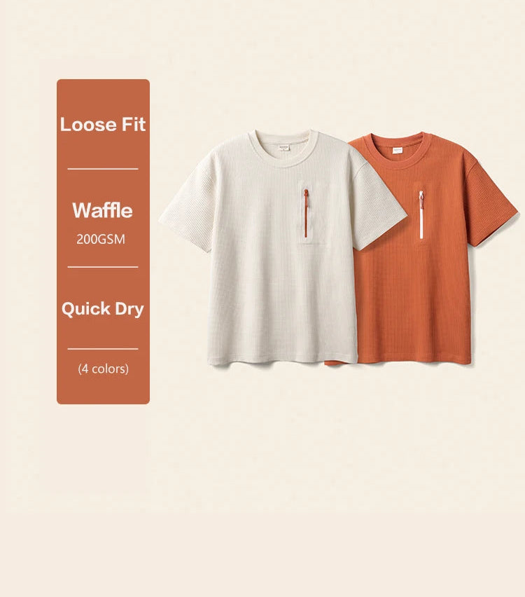 Men's Quick-Dry Sports T-Shirt - 200gsm Waffle Texture Athletic Top