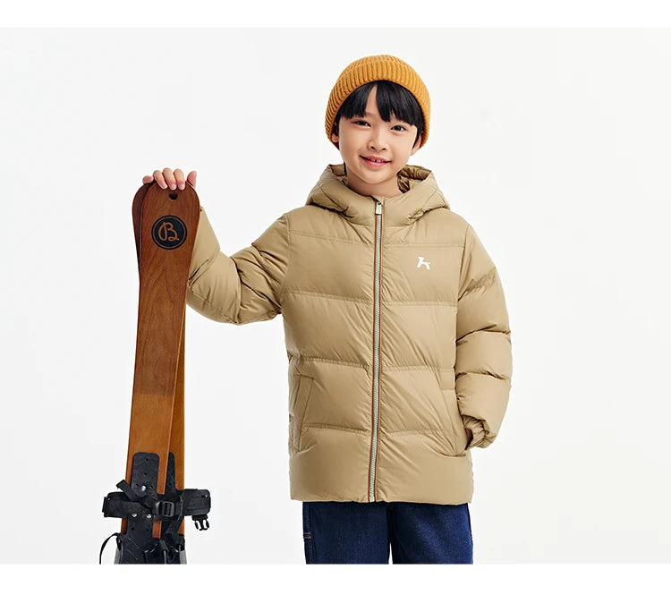 Children's Three-Proof Down Jacket - Hooded Winter Coat with Print