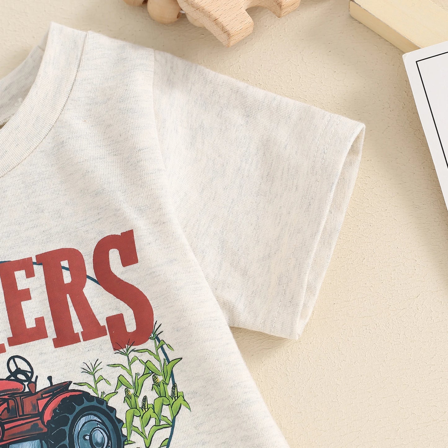 0-3Y Summer Casual Baby Boys Clothes Sets Cartoon Tractor Letter Print Short Sleeves T-Shirt Elastic Shorts