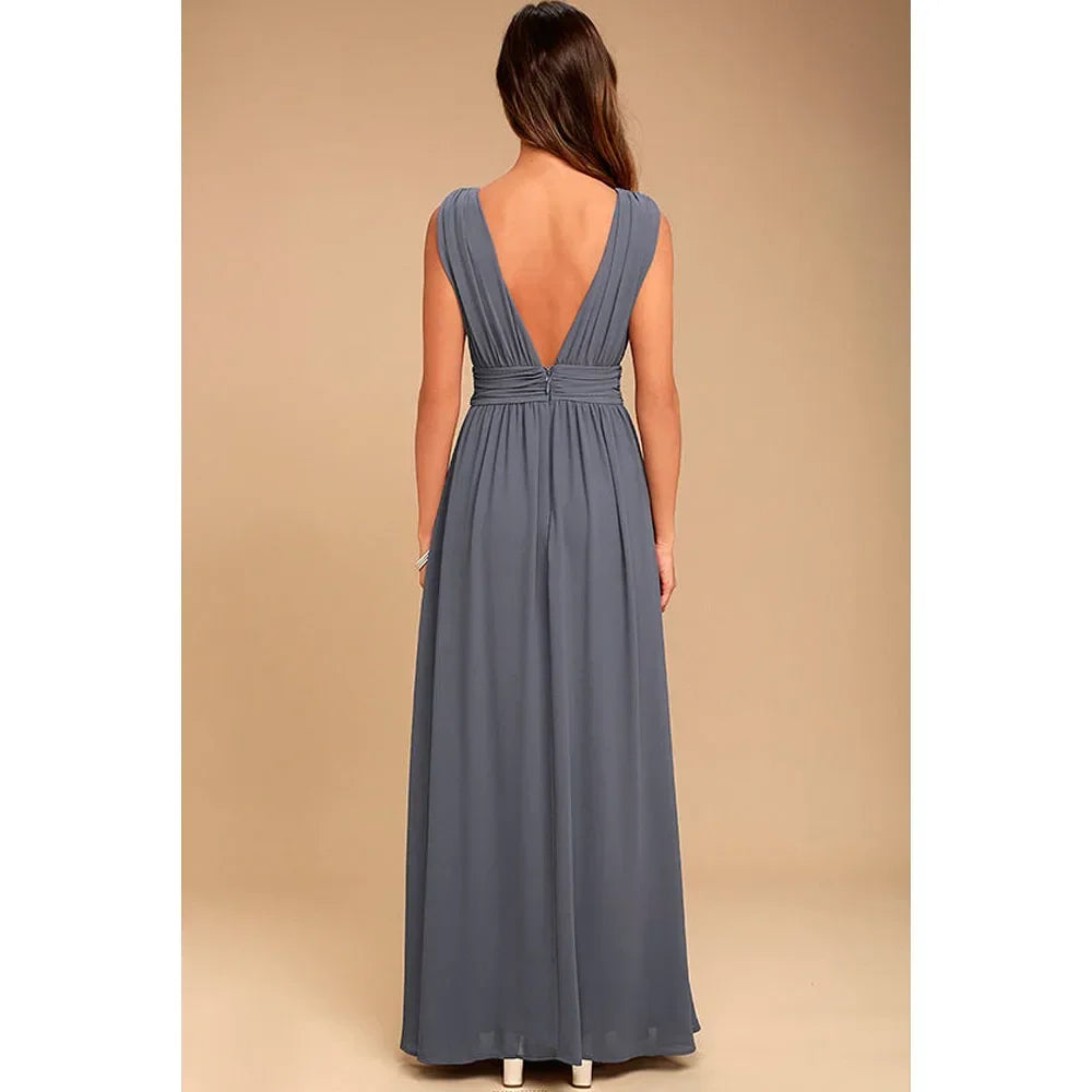 Women Backless Mesh Long  maxi Summer Dress