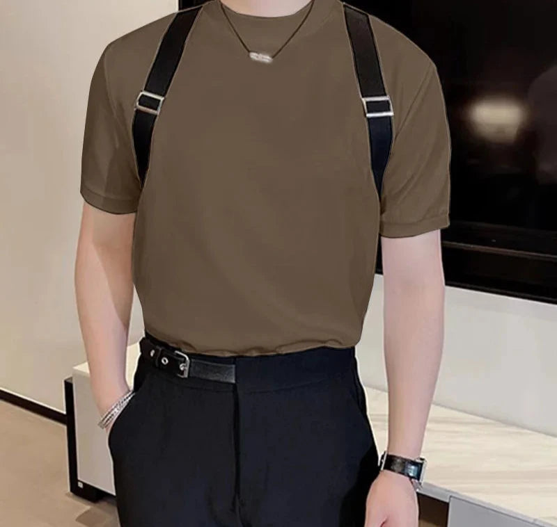 Men's Patchwork Round-neck Short Sleeve T- Shirt