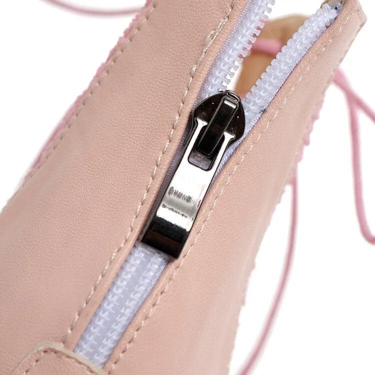 Women's Open Toe Summer Short Back Zipper Leather Mesh Hollow Cool Boots