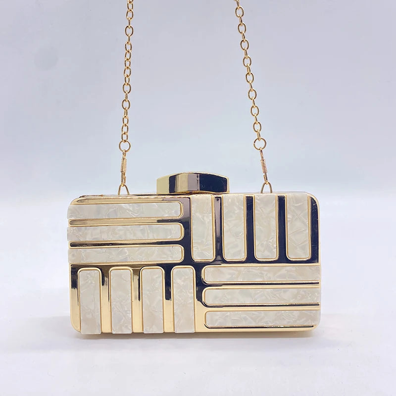Women's Gold Clutch Purse Shoulder Crossbody Handbag