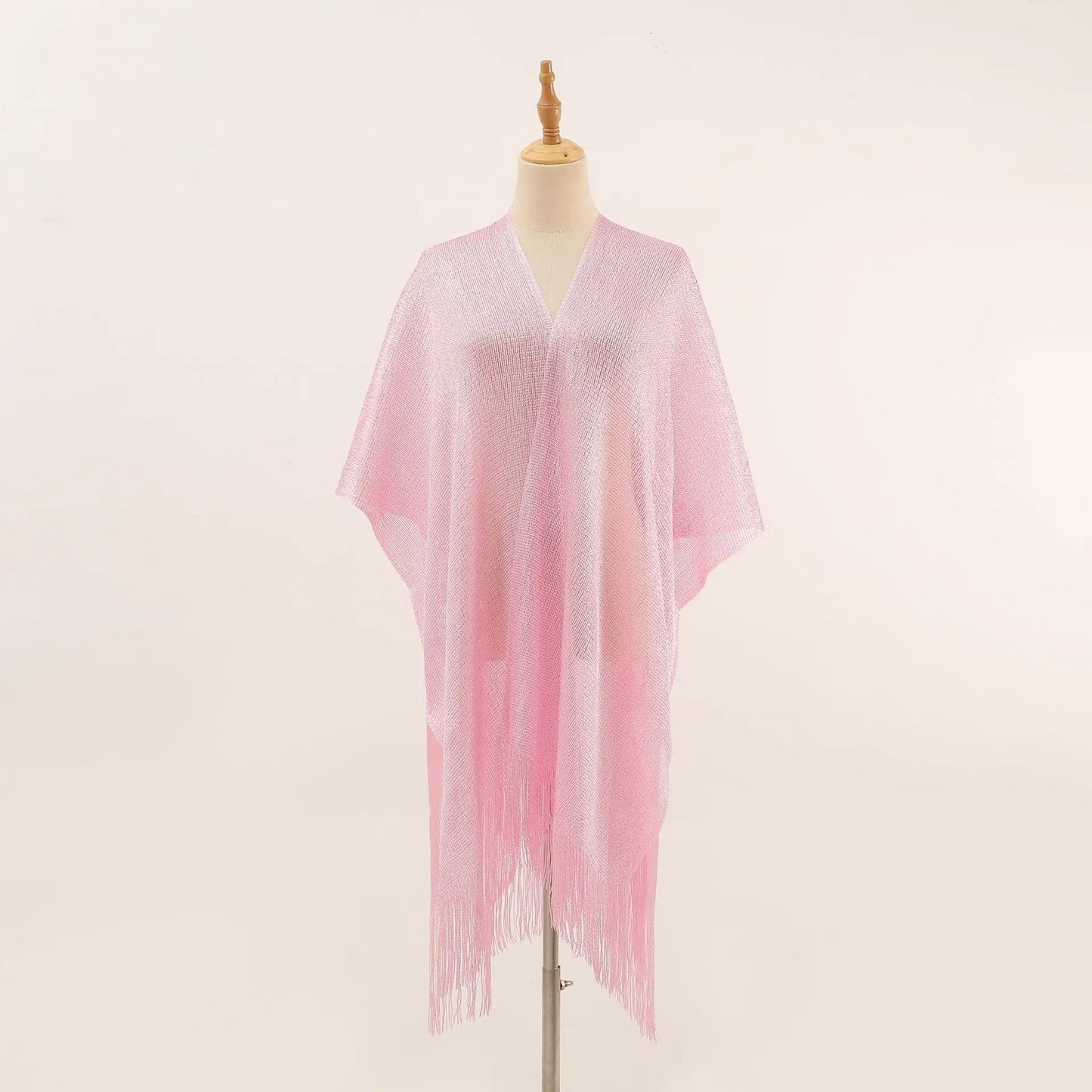 Women Swimsuit Cover Ups Shawl-Collar Caftans Beach Tunic Dress Robe Solid Tassel Pareo Beach Cover-ups