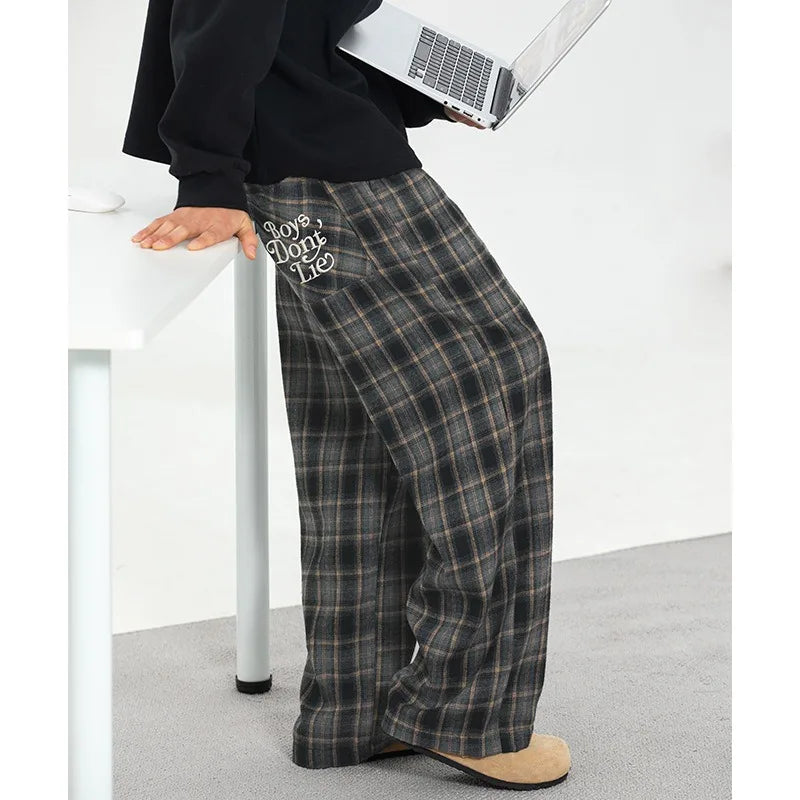 Men's Plaid Casual Trousers - Loose Straight Fit