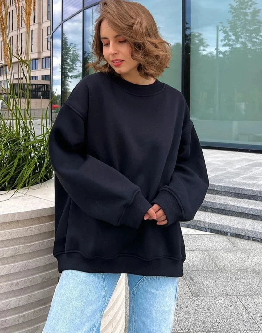 Women's Oversized Loose Pullover Fleece Sweatshirt