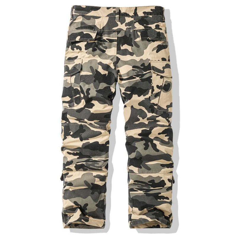 Men's Camouflage Cargo Pants - Military Style Multi-Pocket Joggers