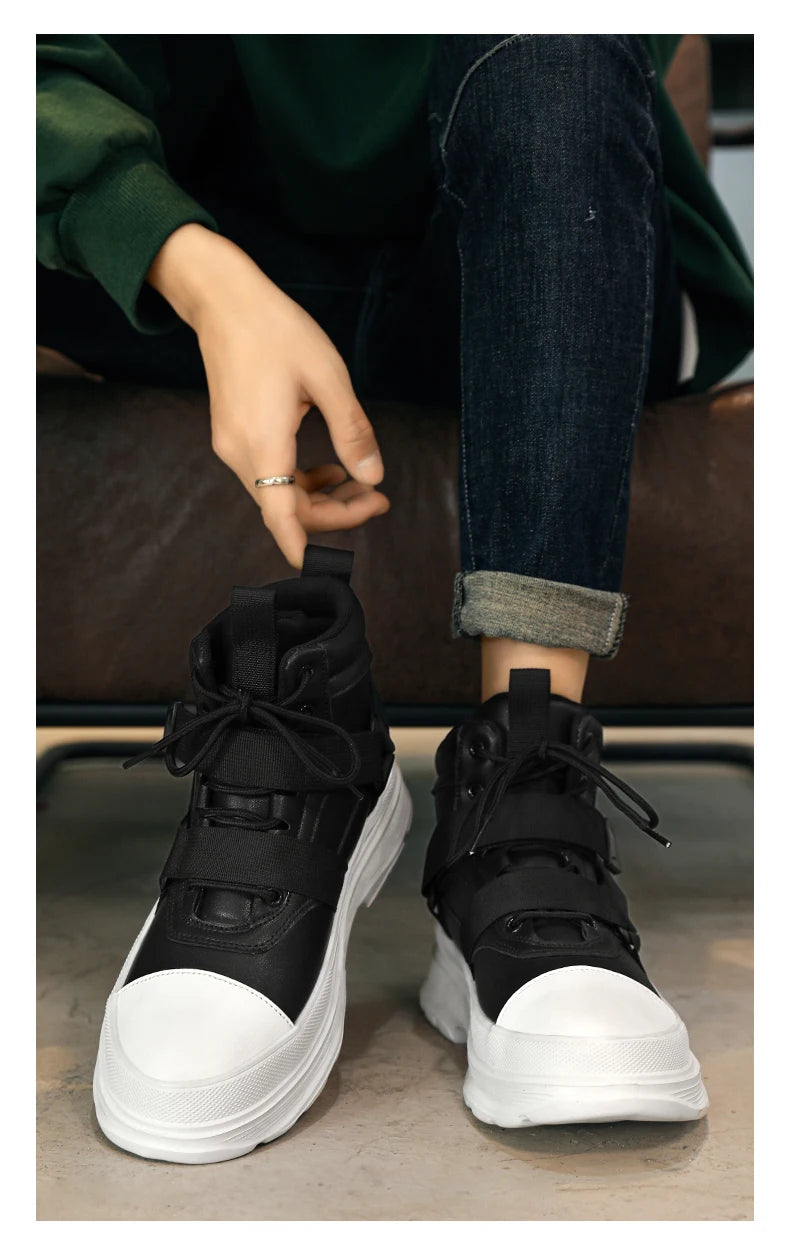 Men's High-Top Platform Sneakers - Casual Ankle Boots